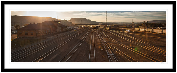 Fine art photography prints | Rail Depot Sunrise Panoramic Framed Print