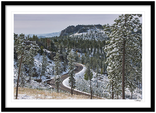 Fine art photography prints | Black Hills Winter Road Framed Print